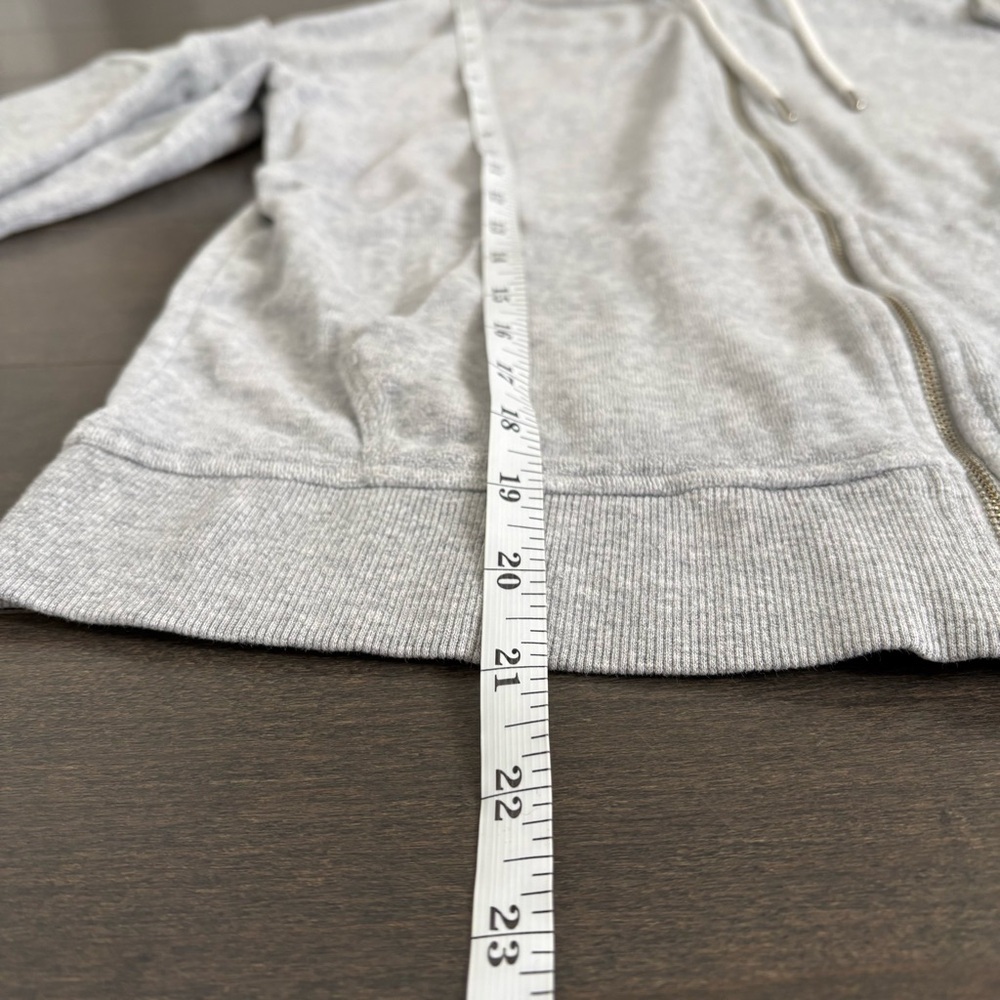 Garage Cropped Velvet Long Sleeve Full Zip Hoodie Light Grey Size XS Minimalist - Picture 6 of 6